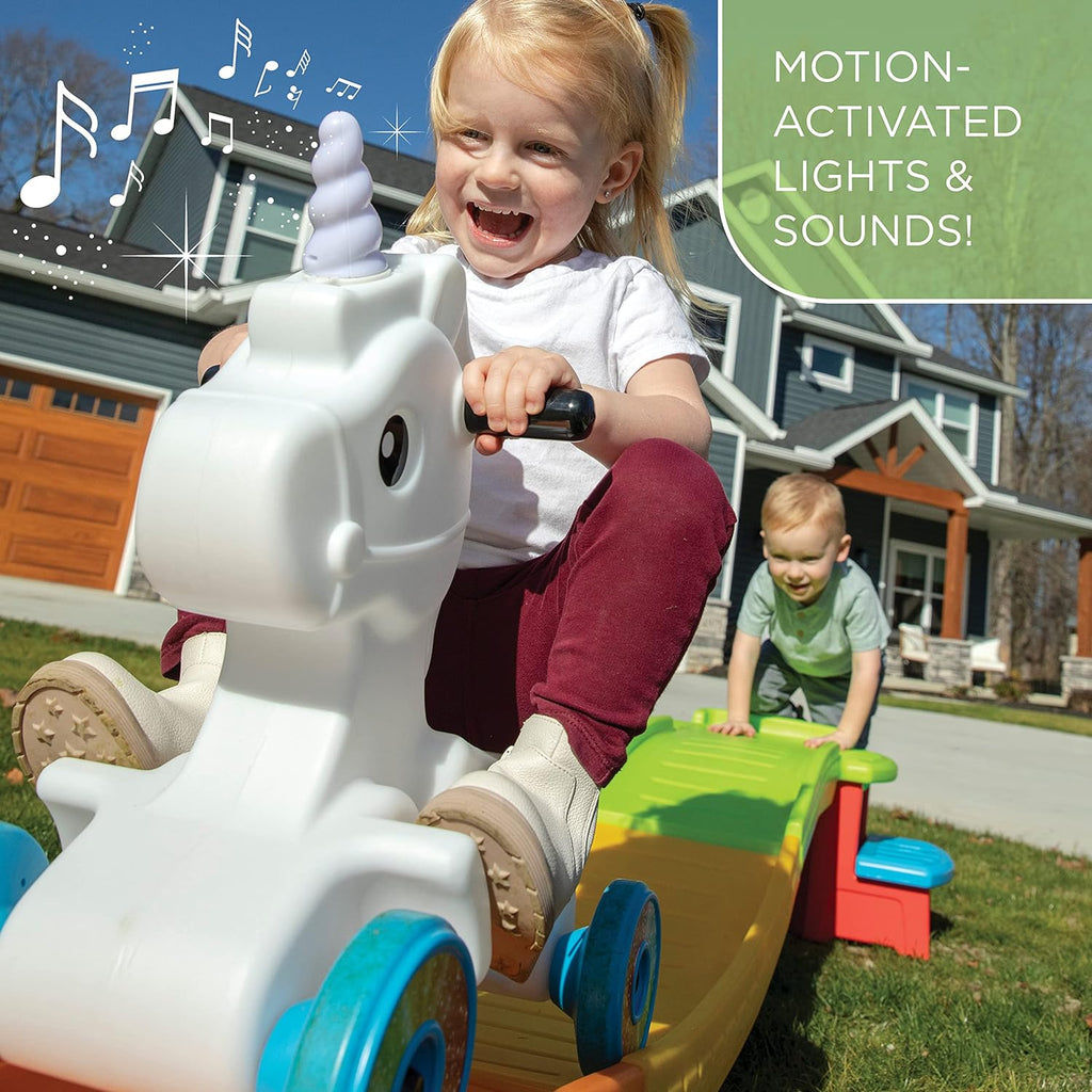 Unicorn Up & Down Roller Coaster Toy for Kids, Ride On Push Car, Indoor/Outdoor Playset, Toddler Ages 2