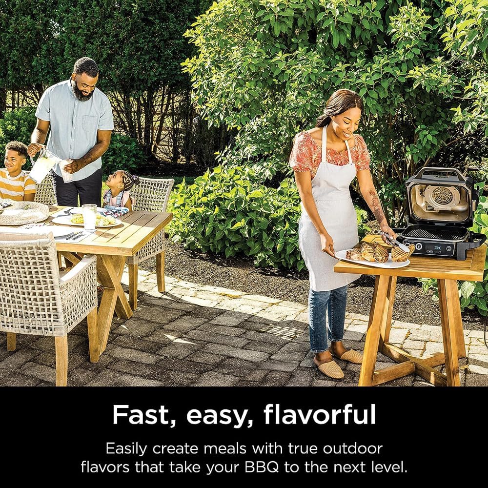Professional Outdoor Grill and Smoker, Built-in Thermometer, 7-in-1 main grill, BBQ Smoker, Air Fryer, Bake, Bake, dehydrate, Grill, Firewood Pellet, Portable, electric (updated)