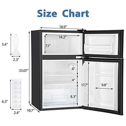 Euhomy Mini Fridge with Freezer, 3.2 Cu.Ft Mini Refrigerator with Freezer